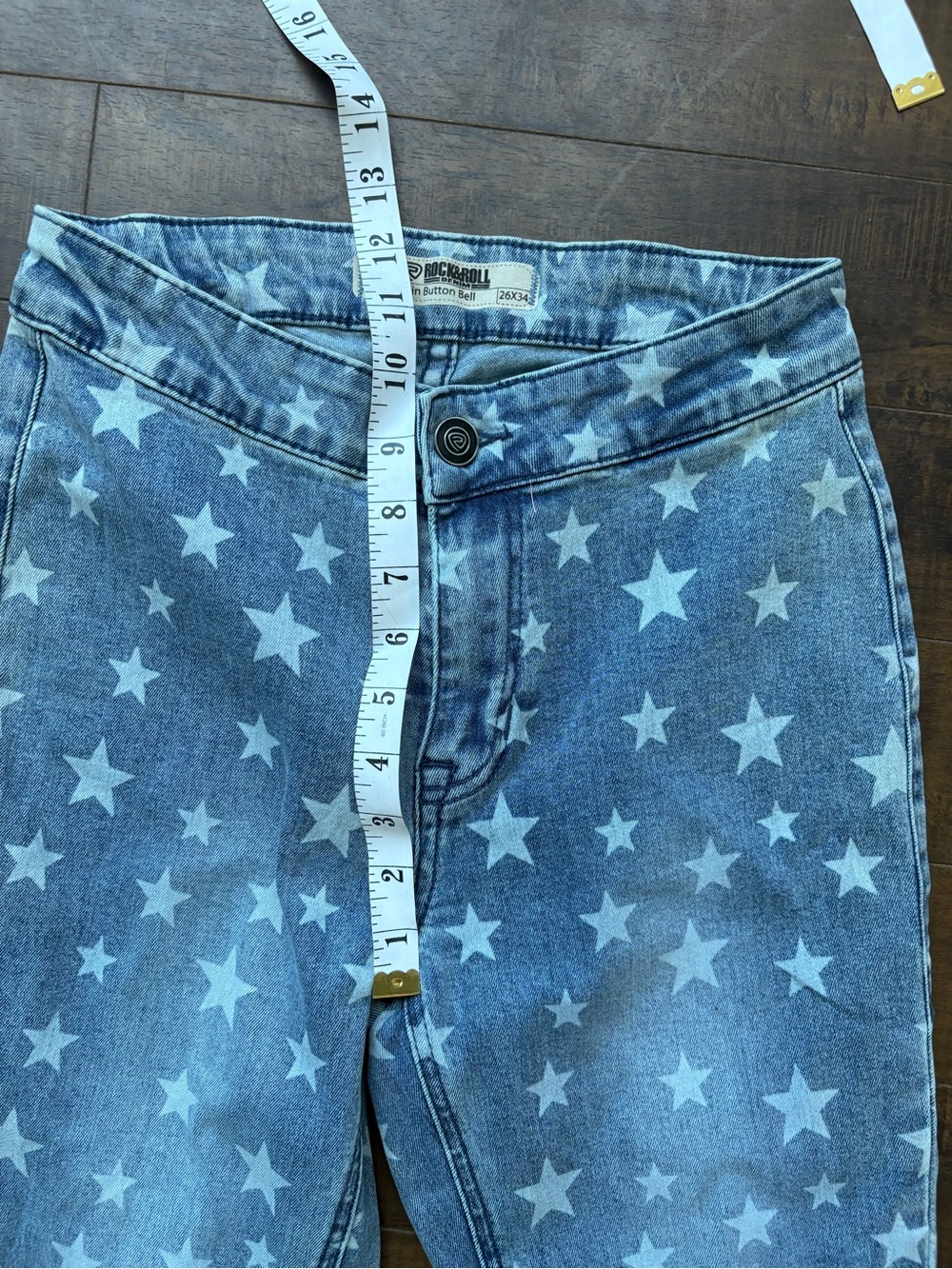 Rock n Roll Americana Star print denim bell bottom jeans - Picture 11 of 13